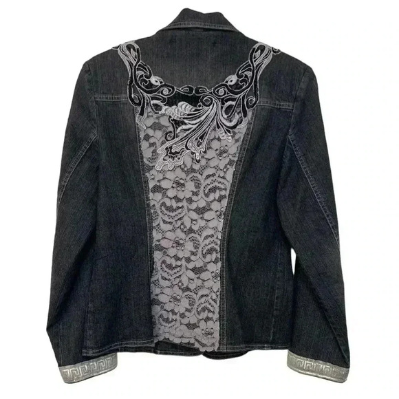 Spoon Me Creations  unique, one of a kind denim blazer with embellishments - Picture 6 of 8